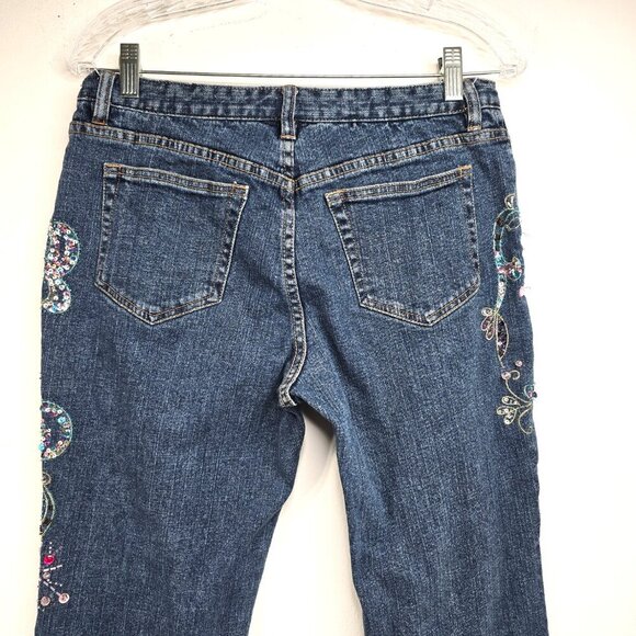 Vintage Cache Embellished Y2K 90s Low Rise Boot Cut Denim Jeans 34" Inseam - Picture 5 of 10